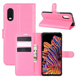 Etui en PU peau de litchi avec support rose pour Samsung Galaxy Xcover Pro