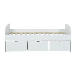 Acheter Vente-Unique Lit LOUANE avec 2 tiroirs et 1 coffre de rangement - 90 x 190 cm - Blanc + Matelas