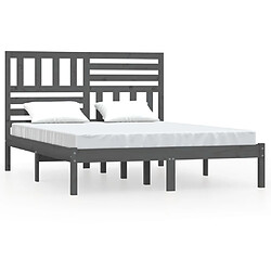 vidaXL Cadre de lit sans matelas bois massif de pin gris 160x200 cm