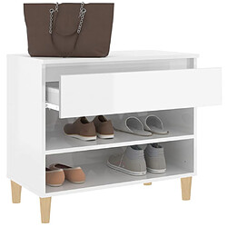 Maison Chic Armoire à chaussure,Meuble à Chaussures Blanc brillant 70x36x60 cm Bois ingénierie -MN30047 pas cher