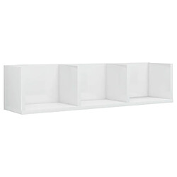 vidaXL Étagère murale à CD Blanc brillant 75x18x18cm Bois d'ingénierie