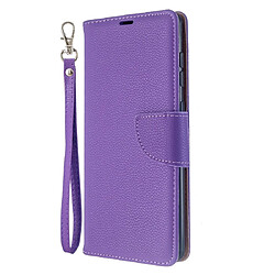 Wewoo Housse Coque Pour Galaxy A71 Litchi Texture Pure Color Horizontal Flip en cuir PU avec support et fentes cartes et portefeuille et lanière violet