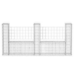 Avis vidaXL Panier de gabion en forme de U Acier galvanisé 240x20x100 cm