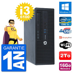 PC HP ProDesk 400 G3 SFF Intel Core i3-6100 RAM 16Go Disque 2To Windows 10 Wifi - Occasion