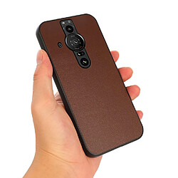 Coque en TPU + cuir véritable marron pour votre Sony Xperia Pro-I