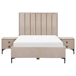 Acheter Beliani Ensemble de chambre en velours taupe avec lit double 140 x 200 cm SEZANNE