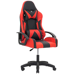 Decoshop26 Chaise de bureau fauteuil gaming avec coussin cervical et lombaire amovibles en PVC noir/rouge 04_0006234