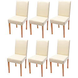 Mendler Lot de 6 chaises de séjour Littau ~ cuir reconstitué crème, pieds clairs