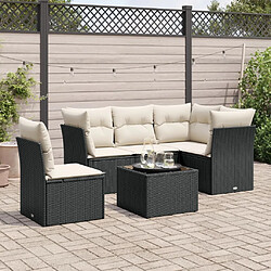 Maison Chic Salon de jardin 6 pcs avec coussins | Ensemble de Table et chaises | Mobilier d'Extérieur noir résine tressée -GKD97850