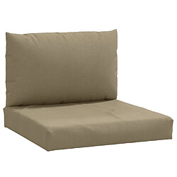 vidaXL Coussins de palette lot de 2 taupe mélangé tissu