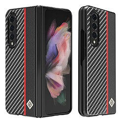 Coque en TPU + PU LC.IMEEKE texture en fibre de carbone noir pour votre Samsung Galaxy Z Fold3 5G