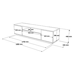 Concept Usine Meuble TV blanc et bois 180cm TYRO pas cher