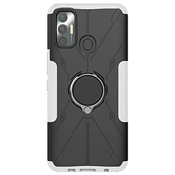 Coque en TPU anti-chocs avec béquille pour votre Tecno Spark 7 4G - blanc