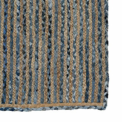 BigBuy Home Tapis 290 x 200 cm Naturel Bleu Coton Jute