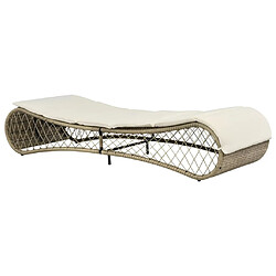 vidaXL Chaise longue avec coussin Résine tressée Gris