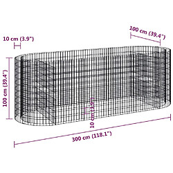 vidaXL Lit surélevé à gabion Fer galvanisé 300x100x100 cm pas cher