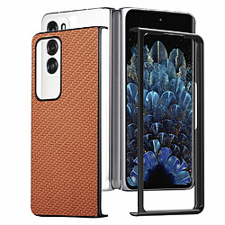 Coque en TPU + PU anti-scratch, texture en fibre de carbone, marron pour votre Oppo Find N