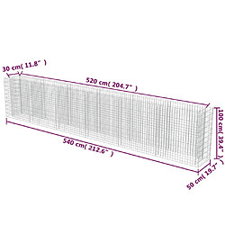 vidaXL Lit surélevé à gabion Acier galvanisé 540x50x100 cm pas cher