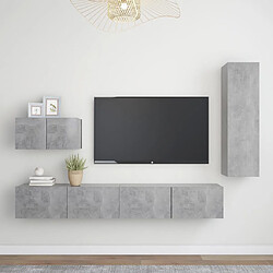 vidaXL Ensemble de meubles TV 4 pcs Gris béton Bois d'ingénierie