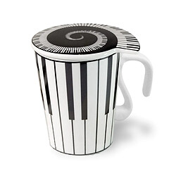 Totalcadeau Mug piano à couvercle tasse céramique