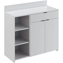 Acheter Tbs Buffet Cuisine - 2 portes + 1 tiroir - Mélaminé blanc - L 100 x P 42 x H 95 cm