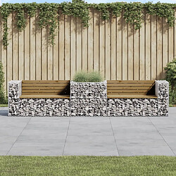 vidaXL Banc de jardin avec panier en gabion bois de pin imprégné