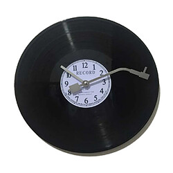 horloge murale vintage quartz ronde cd vinyle noir record horloge décor blanc