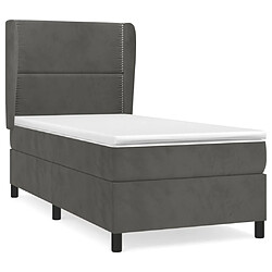 Maison Chic Lit Adulte - Lit simple Lit à sommier tapissier et matelas moelleux - Meuble de Chambre - Gris foncé 90x190 cm Velours -MN36754