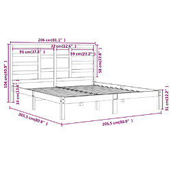 vidaXL Cadre de lit sans matelas marron miel bois massif 200x200 cm pas cher