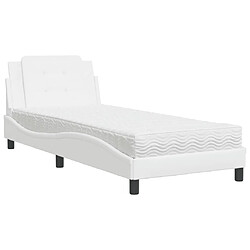 Vidaxl Lit avec matelas blanc 90x190 cm similicuir