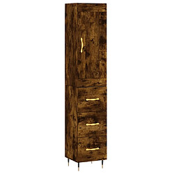 vidaXL Buffet haut Chêne fumé 34,5x34x180 cm Bois d'ingénierie