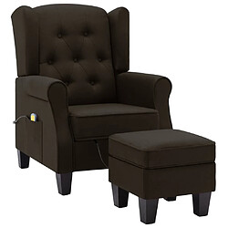 vidaXL Fauteuil de massage avec repose-pied Marron foncé Tissu