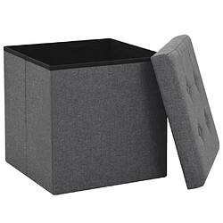 Avis vidaXL Tabourets de rangement pliables lot de 2 gris foncé Faux lin