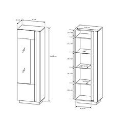 Acheter Vente-Unique Vitrine MURARI - 1 porte - Avec LEDs - Blanc brillant et chêne