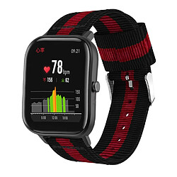 Bracelet en nylon Toile verticale 20mm noir/rouge pour votre Xiaomi Huami Amazfit GTS