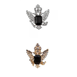 2pcs Broche Noel Couronne Aigle Diamantée Strass Charms En Alliage Bijou Décor - Argent+Or