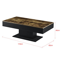 Helloshop26 Table basse de salon rangement panneau de particules 110 cm noir marron 03_0006147