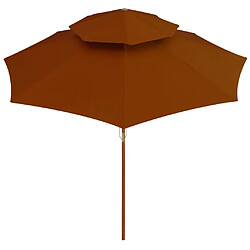 Avis Helloshop26 Parasol double avec mât en bois terre cuite 270 cm 02_0008444