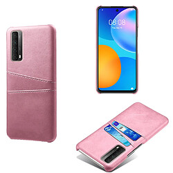 Coque en TPU + PU avec double porte-cartes or rose pour votre Huawei P smart 2021