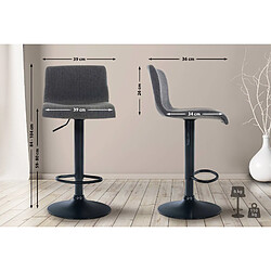 Avis Decoshop26 Tabouret de bar avec repose-pieds pivotant dossier incurvé en tissu gris foncé et métal noir 10_0004961