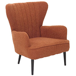 Avis Mendler Fauteuil lounge HWC-K37, fauteuil cocktail/à oreilles chaise rembourrée rétro vintage tissu bouclé (600g/m²) Öko-Tex ~ terrakotta