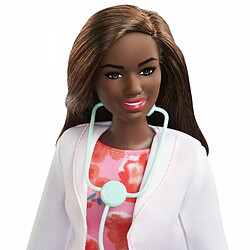 Avis Barbie Métiers poupée docteure brune en robe à fleurs avec blouse blanche et stéthoscope, jouet pour enfant, GYT29