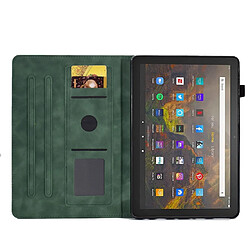 Etui en PU motif en forme de cœur avec support et porte-cartes pour votre Amazon Fire HD 10 (2021) - vert