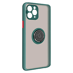 Avizar Coque IPhone 11 Pro Bi-matière Bague Métallique Support vert