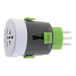 Adaptateur prise voyage universel avec port USB - compatible avec +195 pays USA/Asie/UK - vert - Q2 Power pas cher