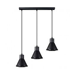 Luminaire Center Suspension Taleja Bar Acier Noir 3 ampoules 120cm