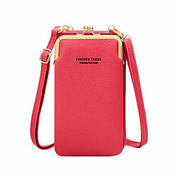 Avizar Pochette Bandoulière Smartphone Simili cuir grainé Multi-compartiments rose