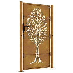 vidaXL Portail de jardin 105x180 cm acier corten conception de l'arbre pas cher