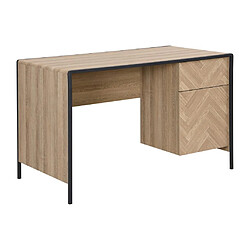 Vente-Unique Bureau avec 1 tiroir et 1 placard - MDF et métal - Coloris : Naturel et noir - TUMACO