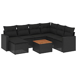 Maison Chic Salon de jardin 8 pcs avec coussins | Ensemble de Table et chaises | Mobilier d'Extérieur noir résine tressée -GKD58338